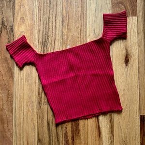 are you am I off the shoulder rib knit crop top